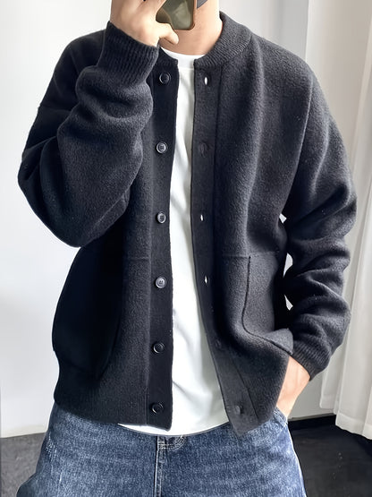 Cárdigan de punto grueso para hombre – Chaqueta de punto cálida con botones
