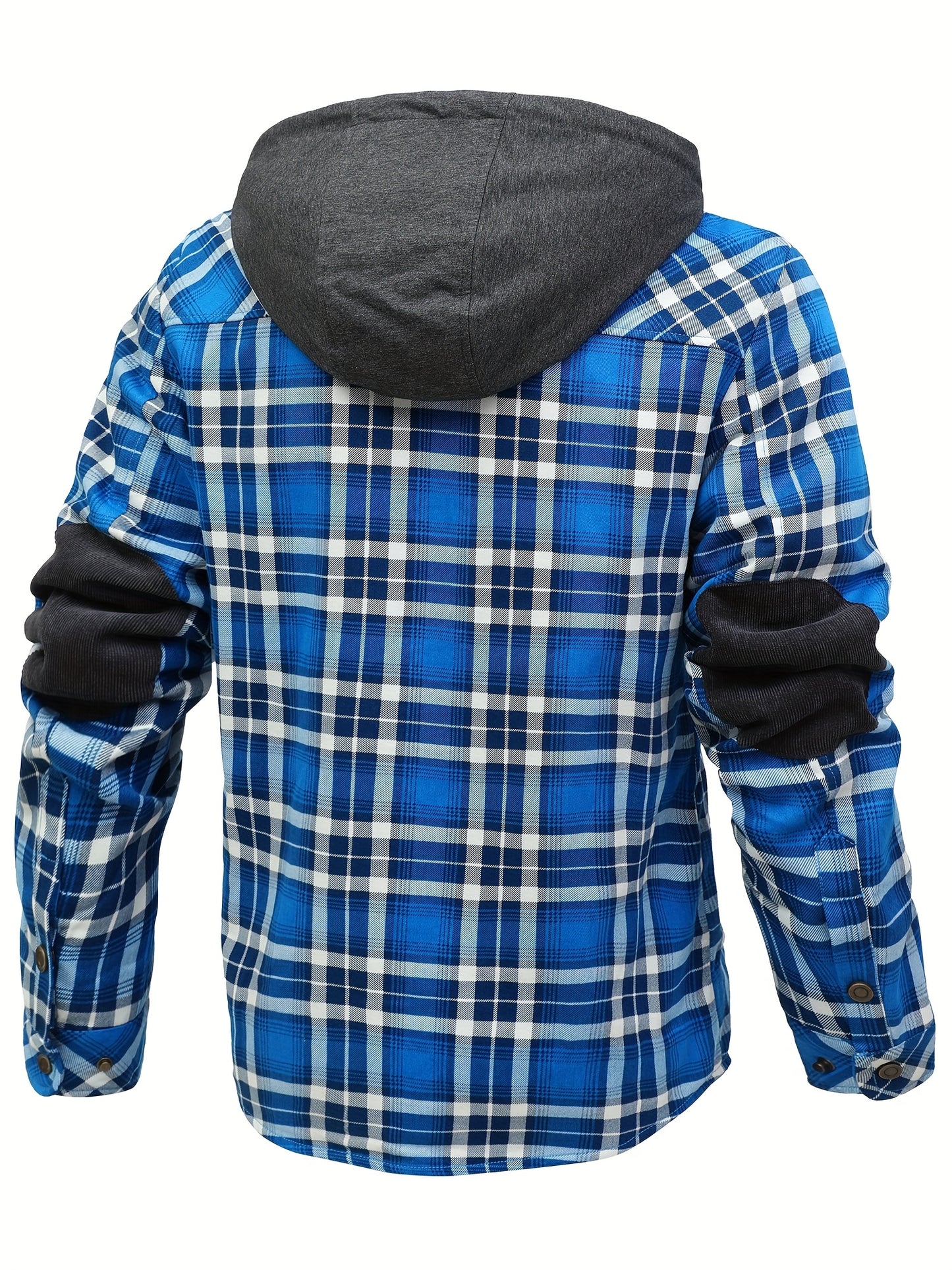 Men’s Plaid Flannel Hooded Jacket – Asymmetrical Button Tartan Coat