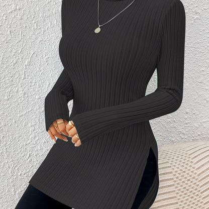 Women’s Elegant Turtleneck Top – Soft Long Sleeve High-Neck Knit