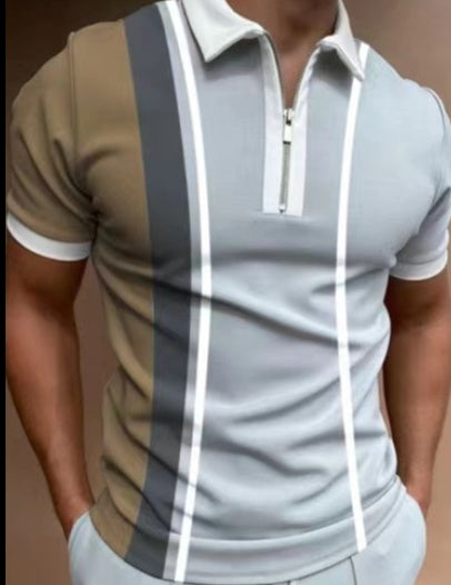 Polo rayé homme – Coupe moderne, mélange de coton, manches courtes