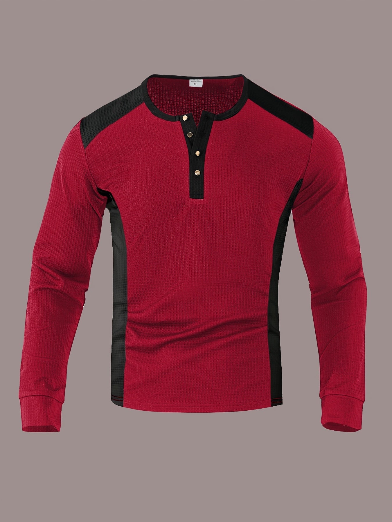 Men’s Waffle Henley Shirt – White & Black All-Season Button Top