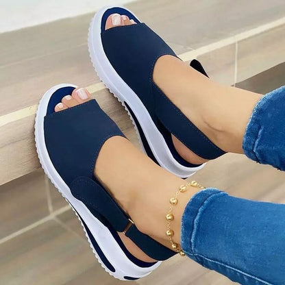 Sandalias Casual de Plataforma para Mujer con Boca de Pez – Zapatos Cómodos con Velcro