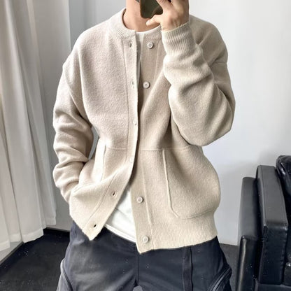Cárdigan de punto grueso para hombre – Chaqueta de punto cálida con botones