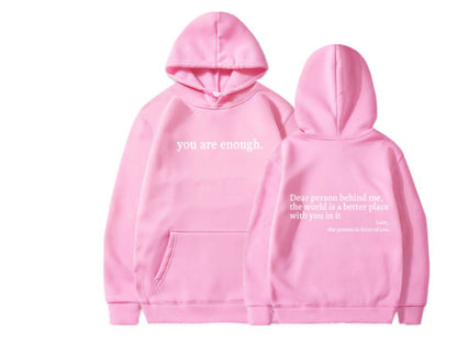 Loom & Soul “Dear Person Behind Me” Hoodie – Women’s Plush Printed Pullover with Kangaroo Pocket & Drawstring Hood (Unisex, Multiple Colors)