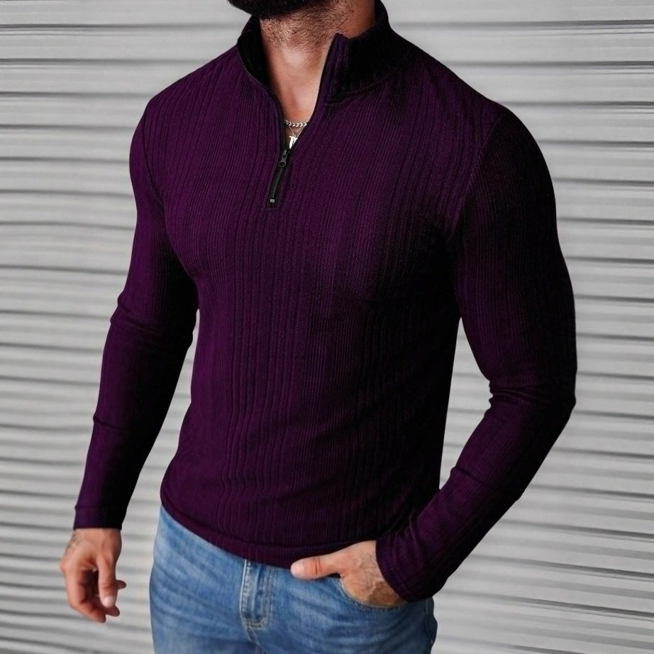 Sweat à capuche côtelé à col montant pour homme – Coupe ajustée et épaisse