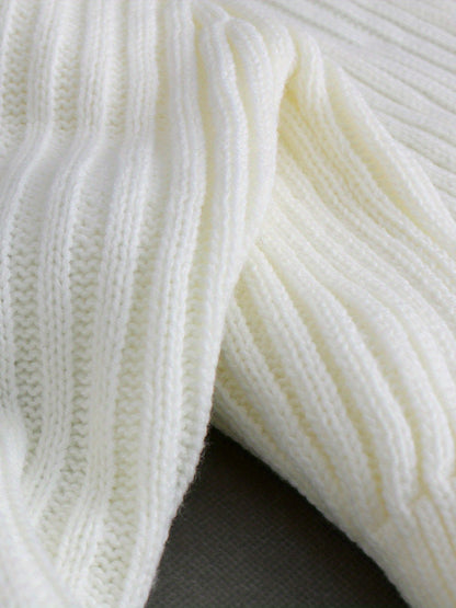 Off-Shoulder Ribbed Sweater – Cropped Long Sleeve Knit Top for Women