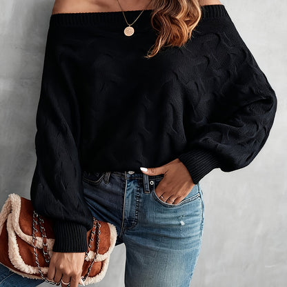 Women’s Off-Shoulder Batwing Sweater – Relaxed All-Season Knit