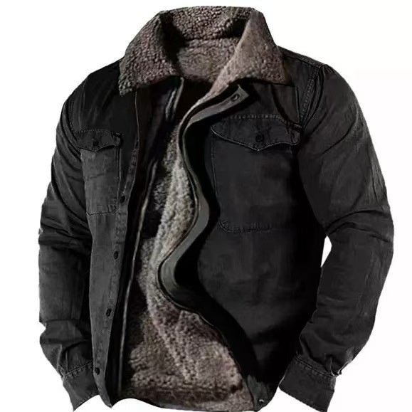 Veste en coton doublée polaire pour homme – Coupe ample décontractée avec fermeture éclair