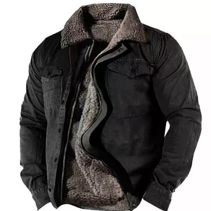 Veste en coton doublée polaire pour homme – Coupe ample décontractée avec fermeture éclair