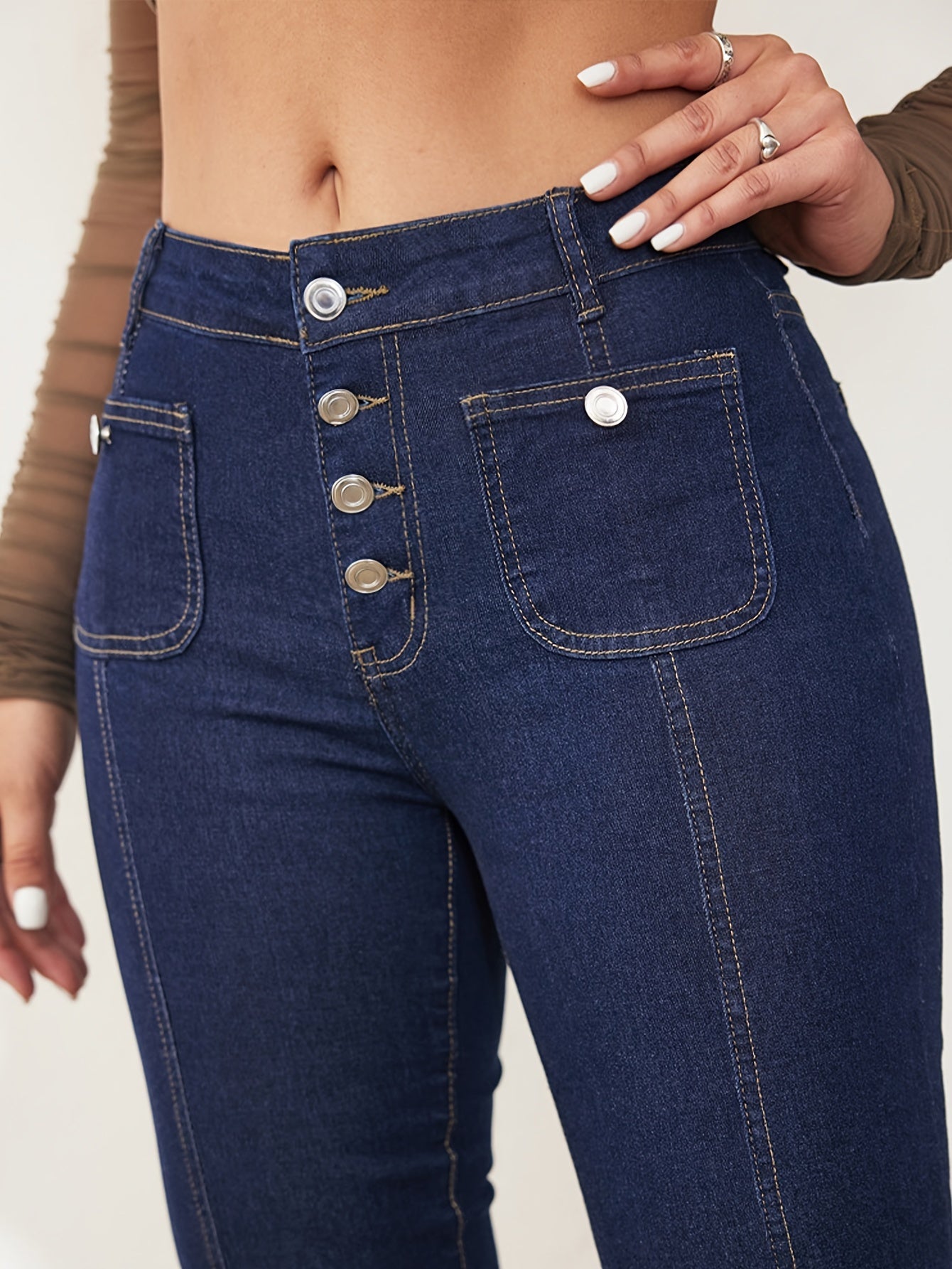 Women’s High-Waist Flare Jeans – Stretchy Vintage Bell Bottoms