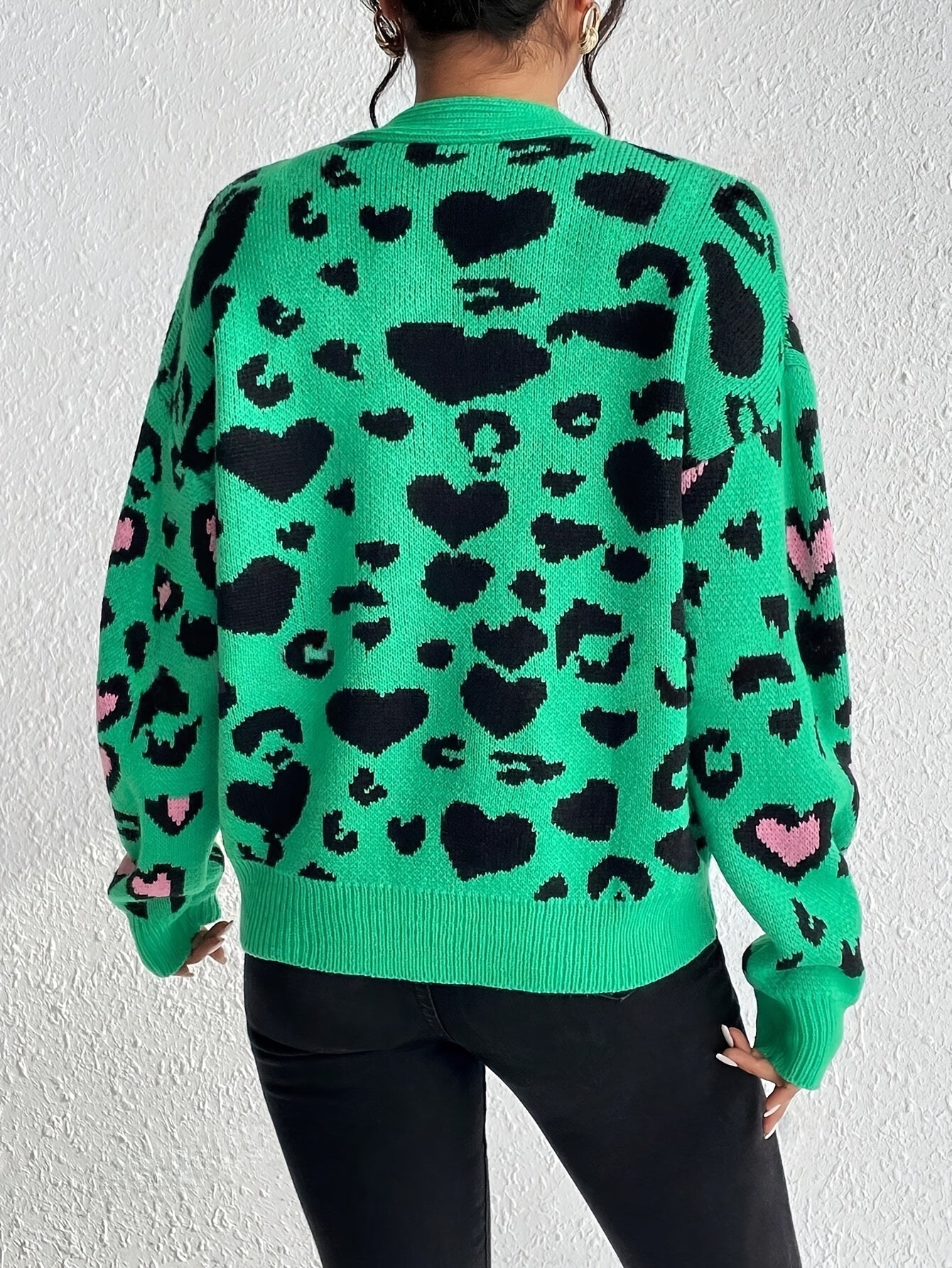 Suéter Jacquard de Leopardo – Tejido Informal Elegante para Mujer Primavera/Otoño
