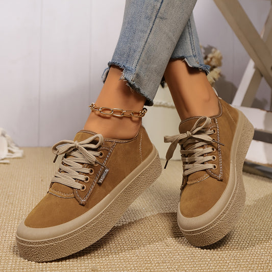 Women’s Minimalist Lace-Up Sneakers – Versatile Casual Low-Top Shoes