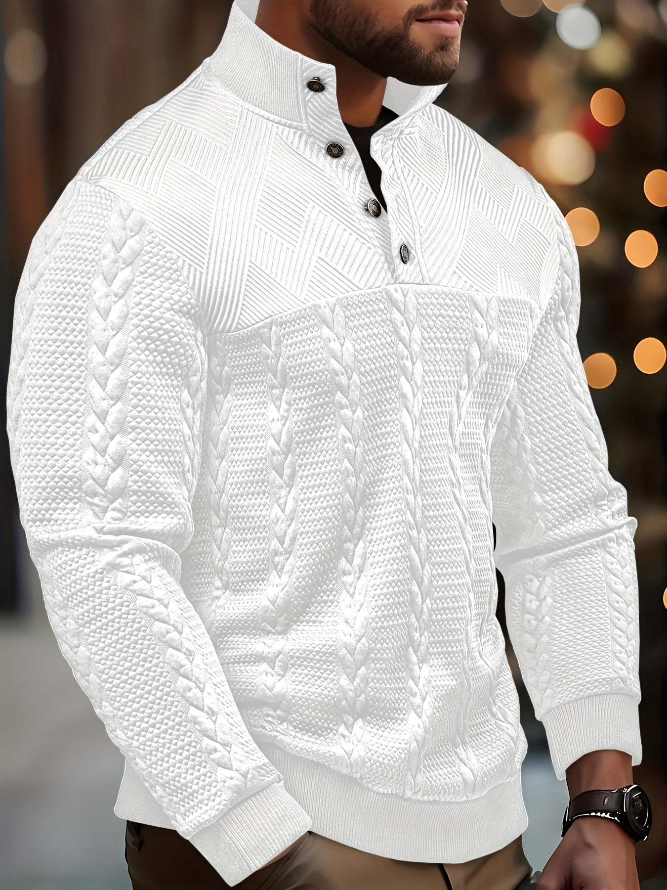 Men’s Casual Henley Shirt – Soft Stretch Long Sleeve Button Top