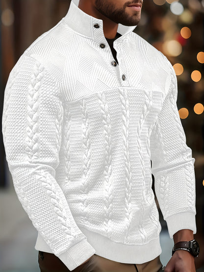 Men’s Casual Henley Shirt – Soft Stretch Long Sleeve Button Top