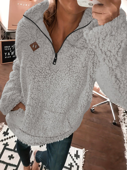 Cozy Fleece-Lined Zip-Up Hoodie – Soft Women’s Casual Sweatshirt