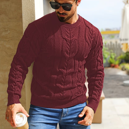 Men’s Striped Knit Sweater – Soft Crewneck Ribbed Trim Pullover
