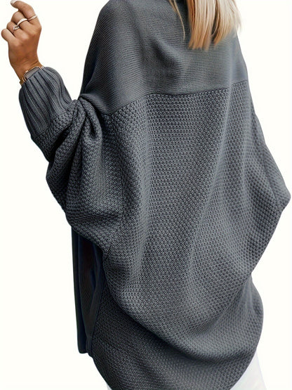 Women’s Oversized Knit Cardigan – Open Front Batwing Sleeve Sweater