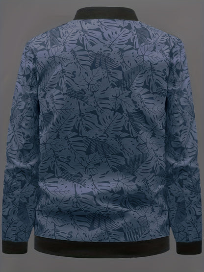 Men’s Printed Baseball Jacket – Zip-Up Casual Lightweight Street Coat