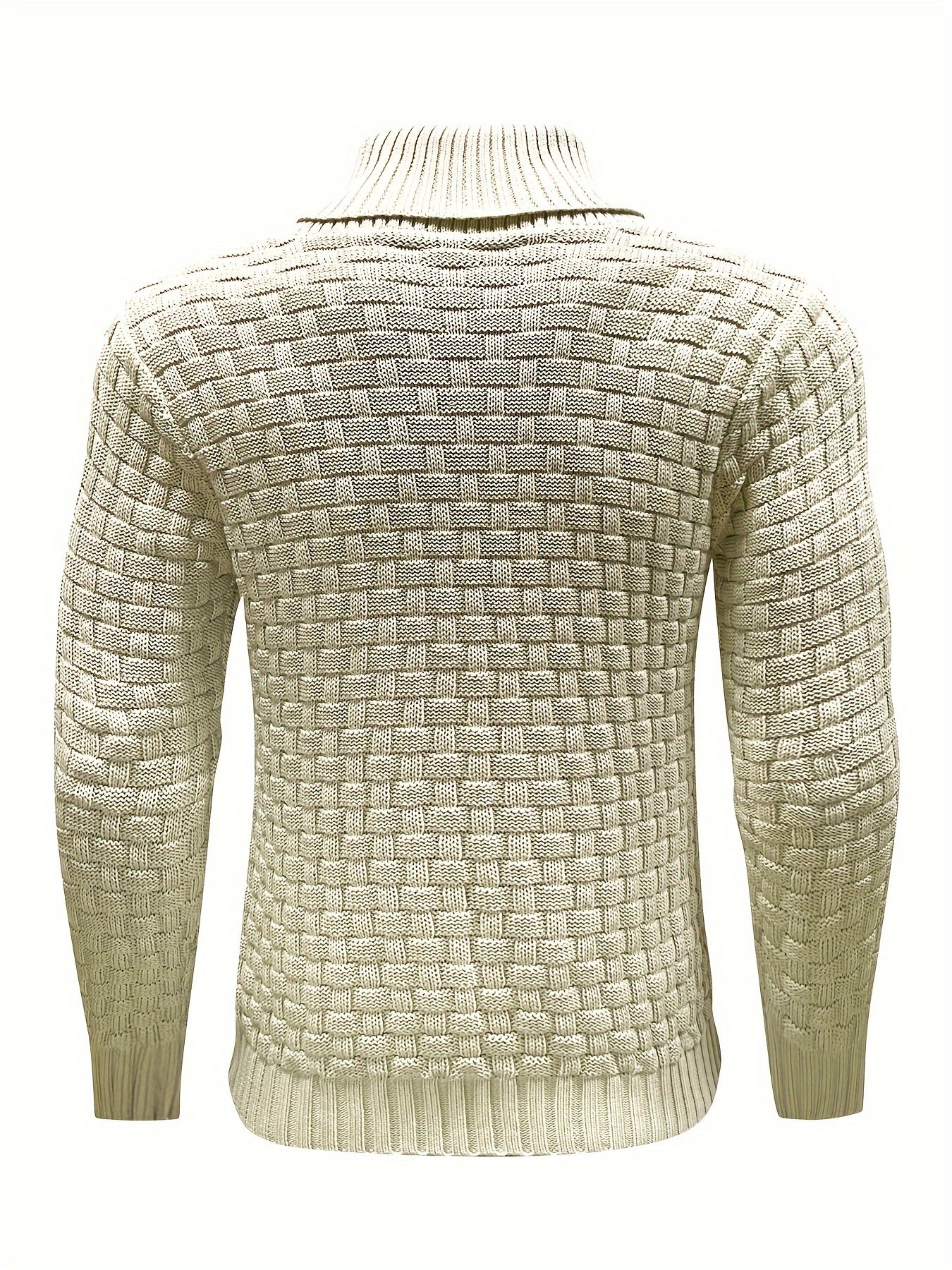 Men’s Waffle Knit Sweater – High Stretch Pullover with Lapel Collar