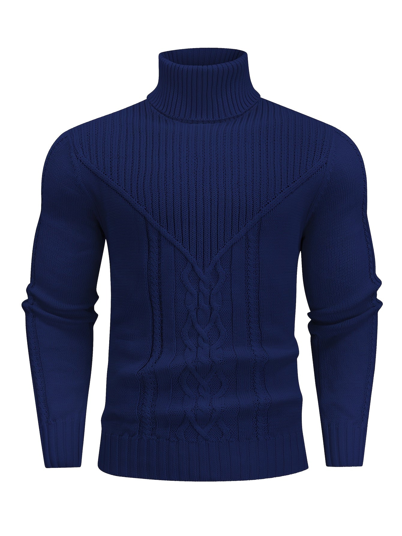 Suéter de cuello alto trenzado vintage para hombre – Jersey de punto clásico