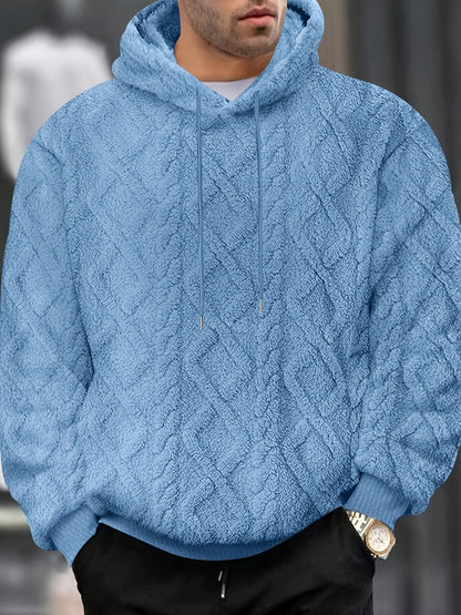 Men’s Casual Hooded Sweatshirt – Solid Color Slight Stretch Pullover