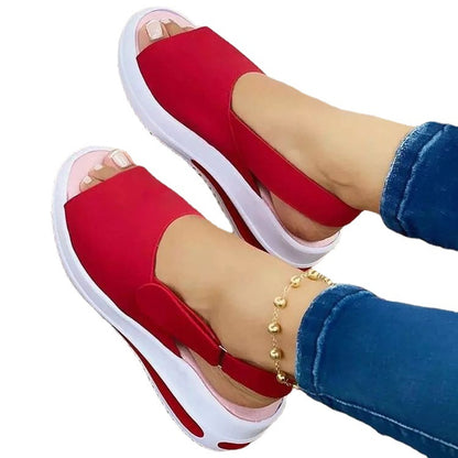 Sandalias Casual de Plataforma para Mujer con Boca de Pez – Zapatos Cómodos con Velcro
