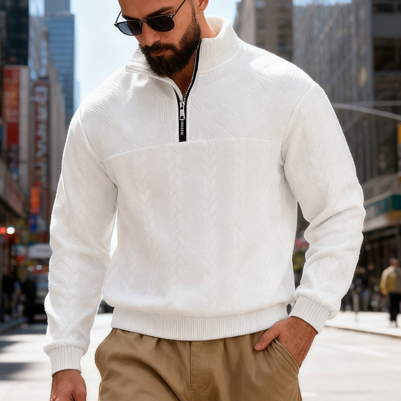 Sudadera con capucha y cremallera para hombre – Sudadera informal de corte holgado con cuello alto