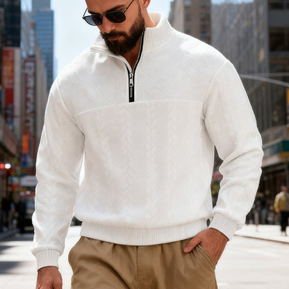Sudadera con capucha y cremallera para hombre – Sudadera informal de corte holgado con cuello alto