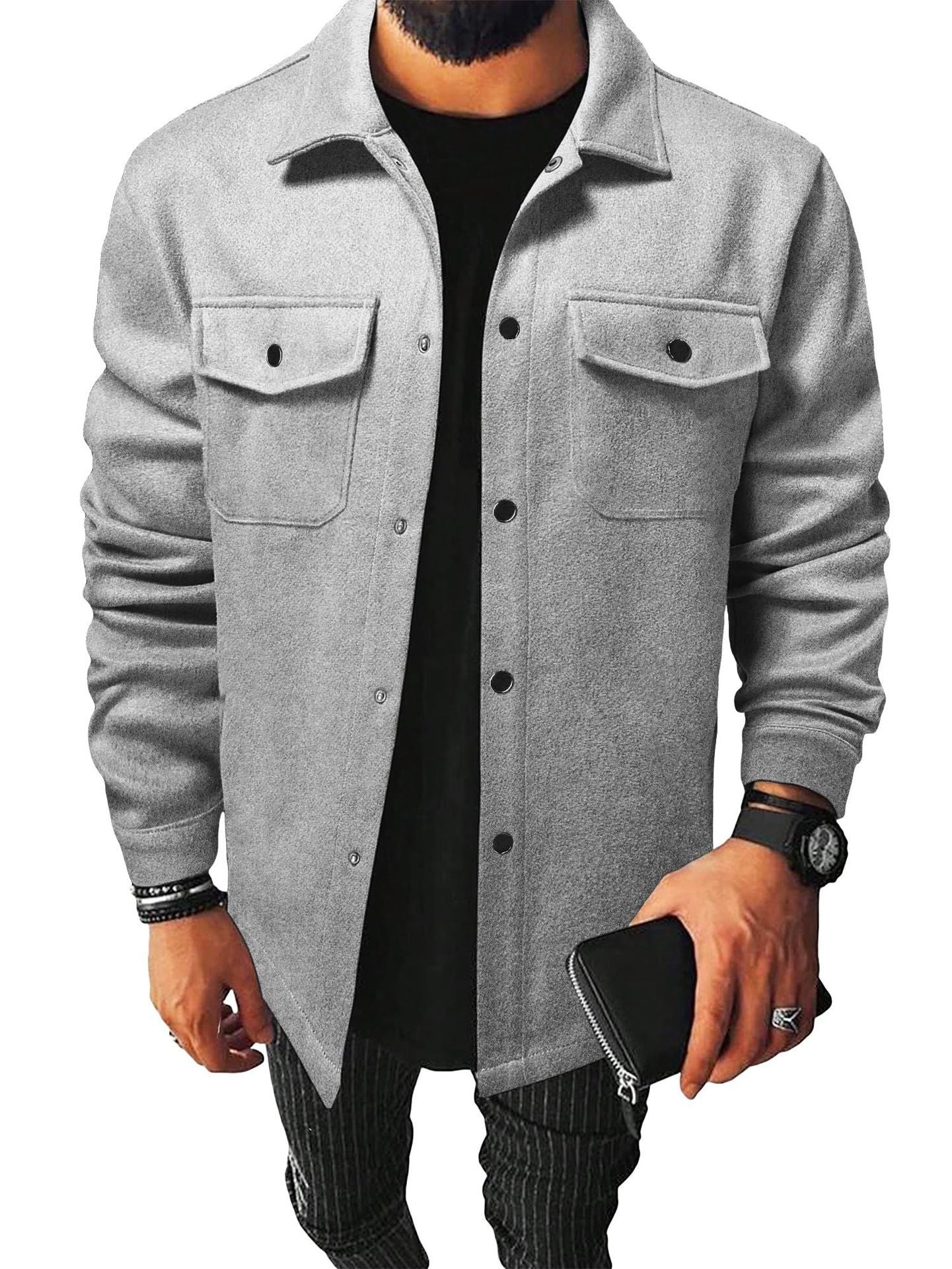 Loom & Soul Men’s Thick Casual Cardigan Shirt – British Style Long Sleeve