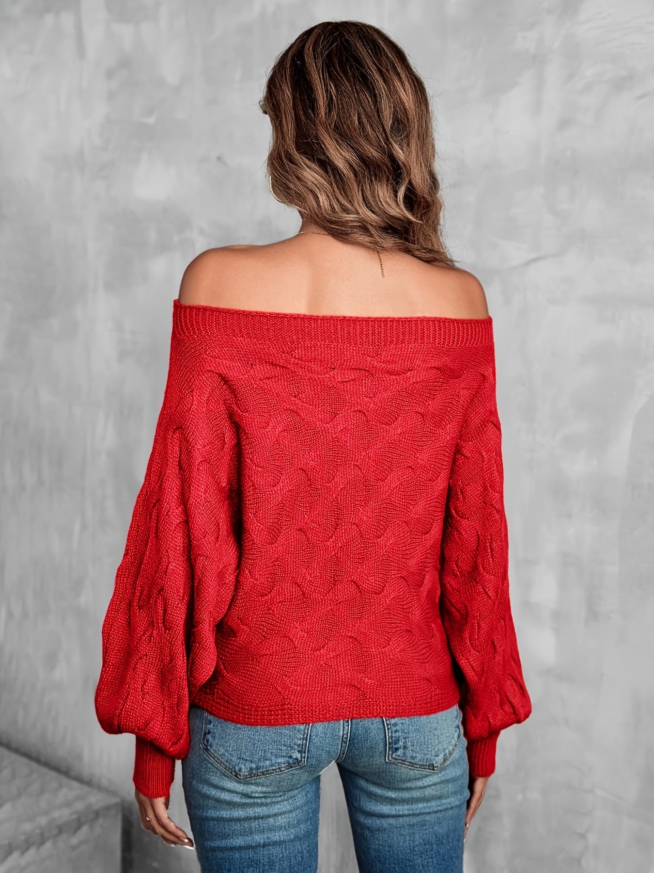 Women’s Off-Shoulder Batwing Sweater – Relaxed All-Season Knit