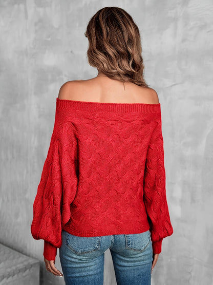 Women’s Off-Shoulder Batwing Sweater – Relaxed All-Season Knit