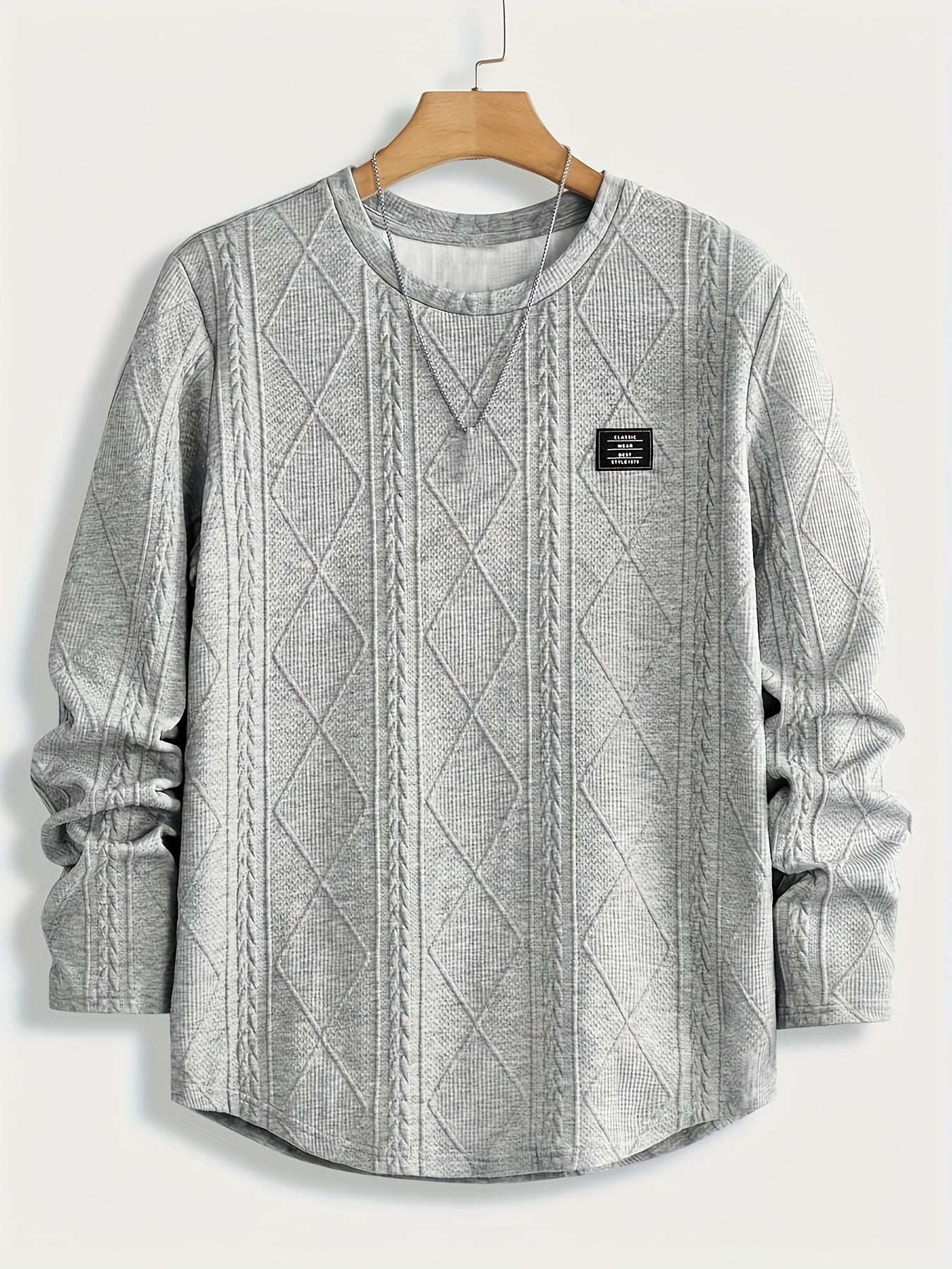 Men’s Geometric Crew Neck Sweatshirt – Long Sleeve Casual Pullover