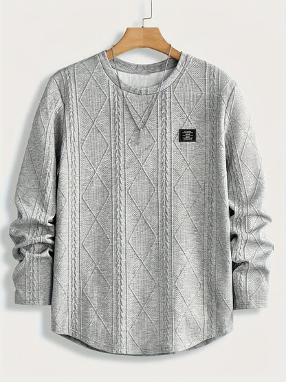 Men’s Geometric Crew Neck Sweatshirt – Long Sleeve Casual Pullover