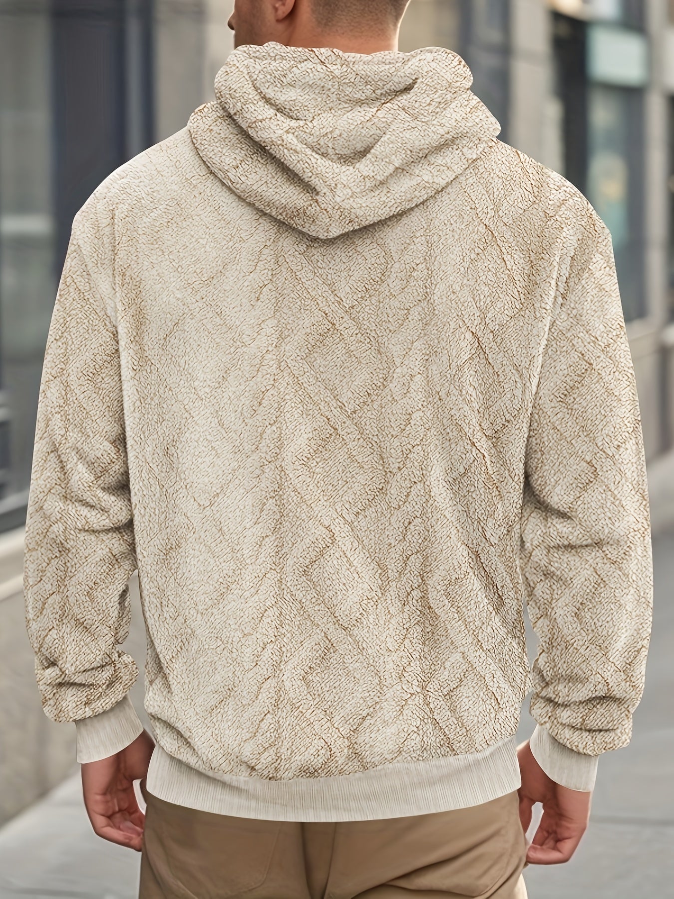 Men’s Casual Hooded Sweatshirt – Solid Color Slight Stretch Pullover