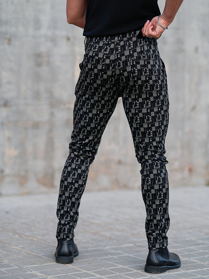 Men’s Slim-Fit Plaid Suit Pants – Tailored Stretch Dress Trousers