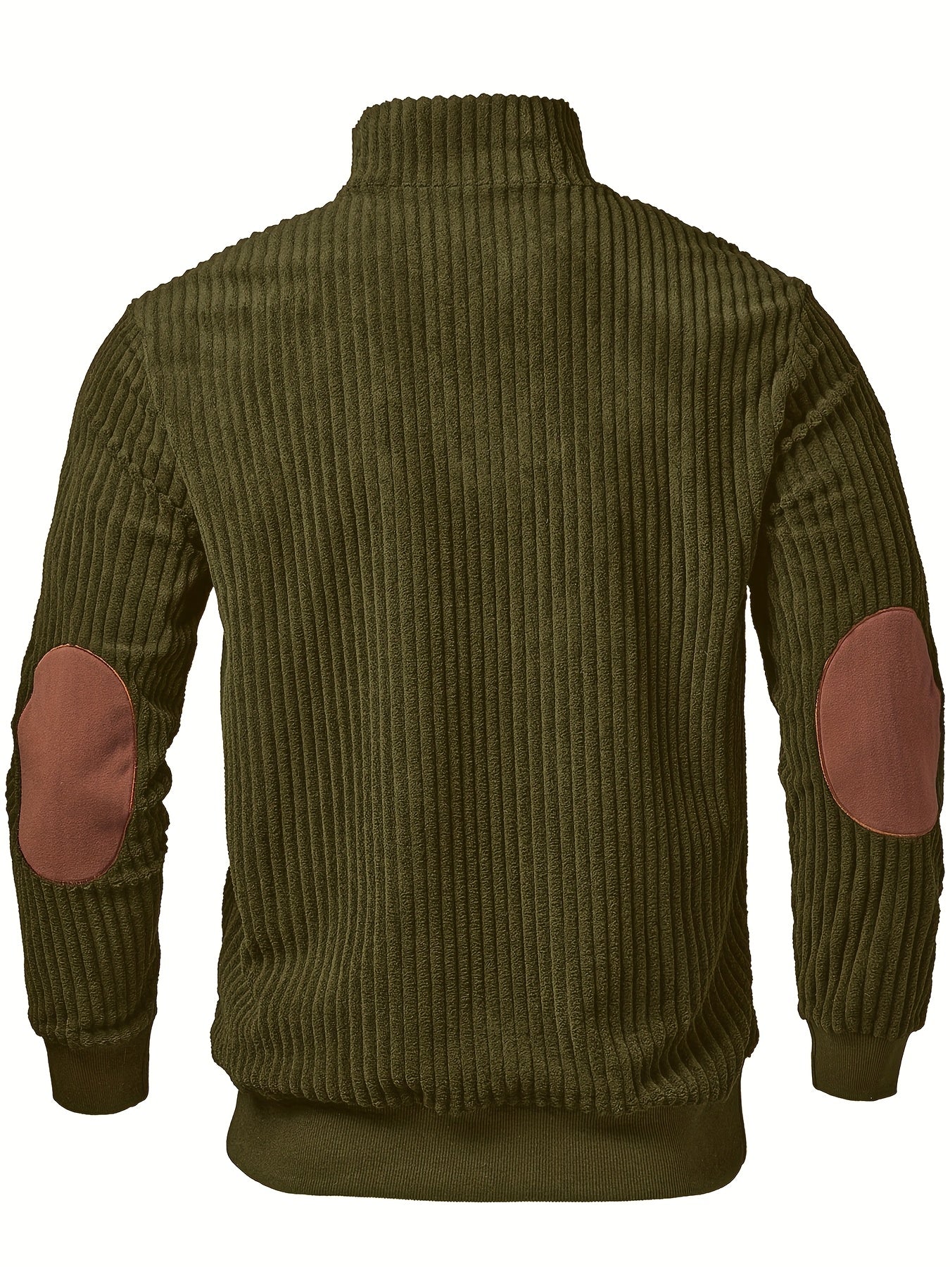 Men’s Stand Collar Half-Zip Pullover – Warm Ribbed Retro Sweatshirt