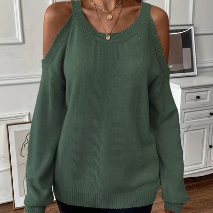 Women’s Elegant Crew Neck Pullover – Soft Knit Fall/Winter Sweater