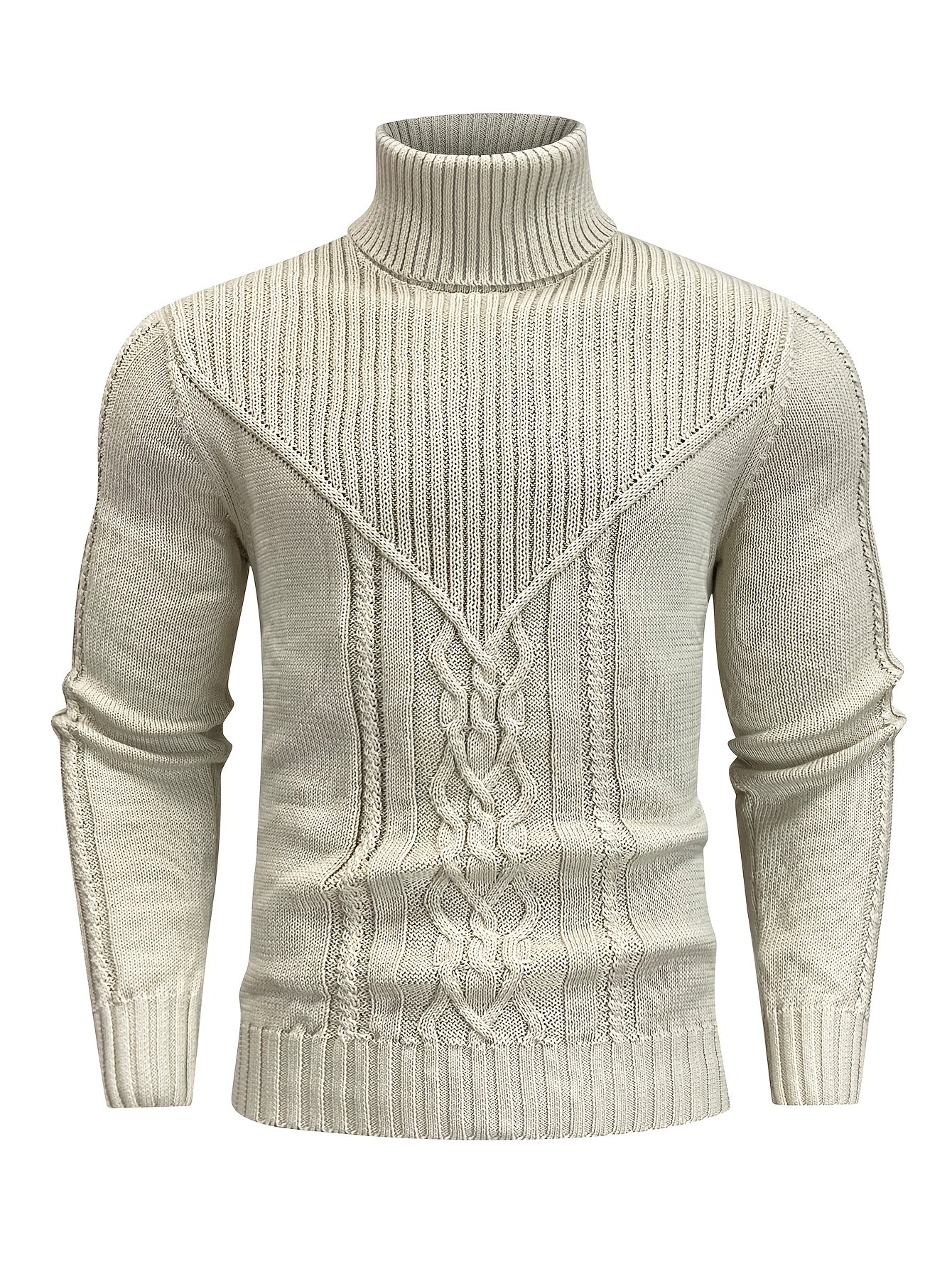 Suéter de cuello alto trenzado vintage para hombre – Jersey de punto clásico
