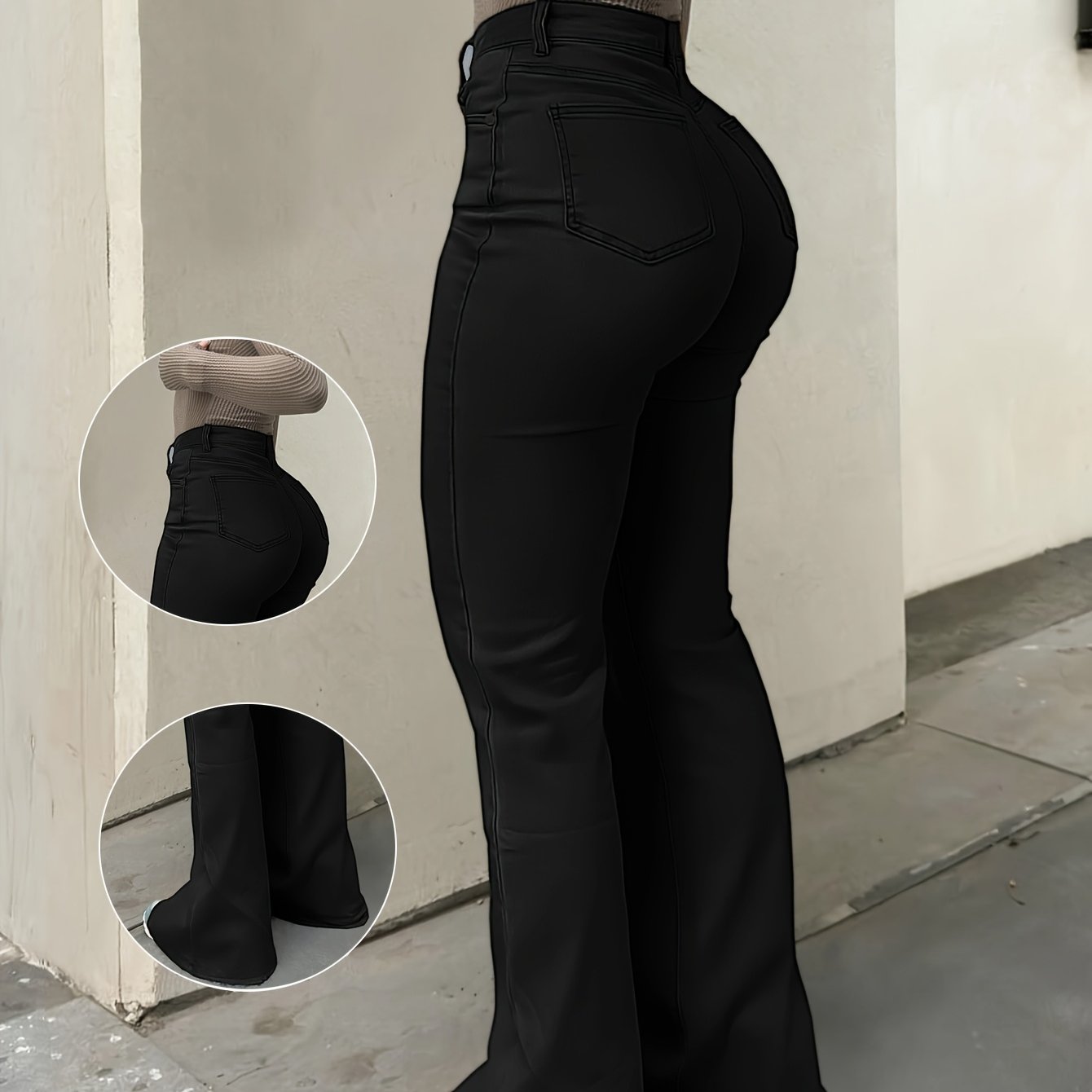 Women’s Vibrant Orange Distressed Flare Jeans – High-Waist Bootcut