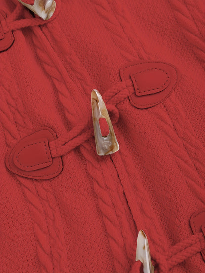 Women’s Y2K Plaid Hooded Coat – Red & White Patchwork Long Winter Jacket