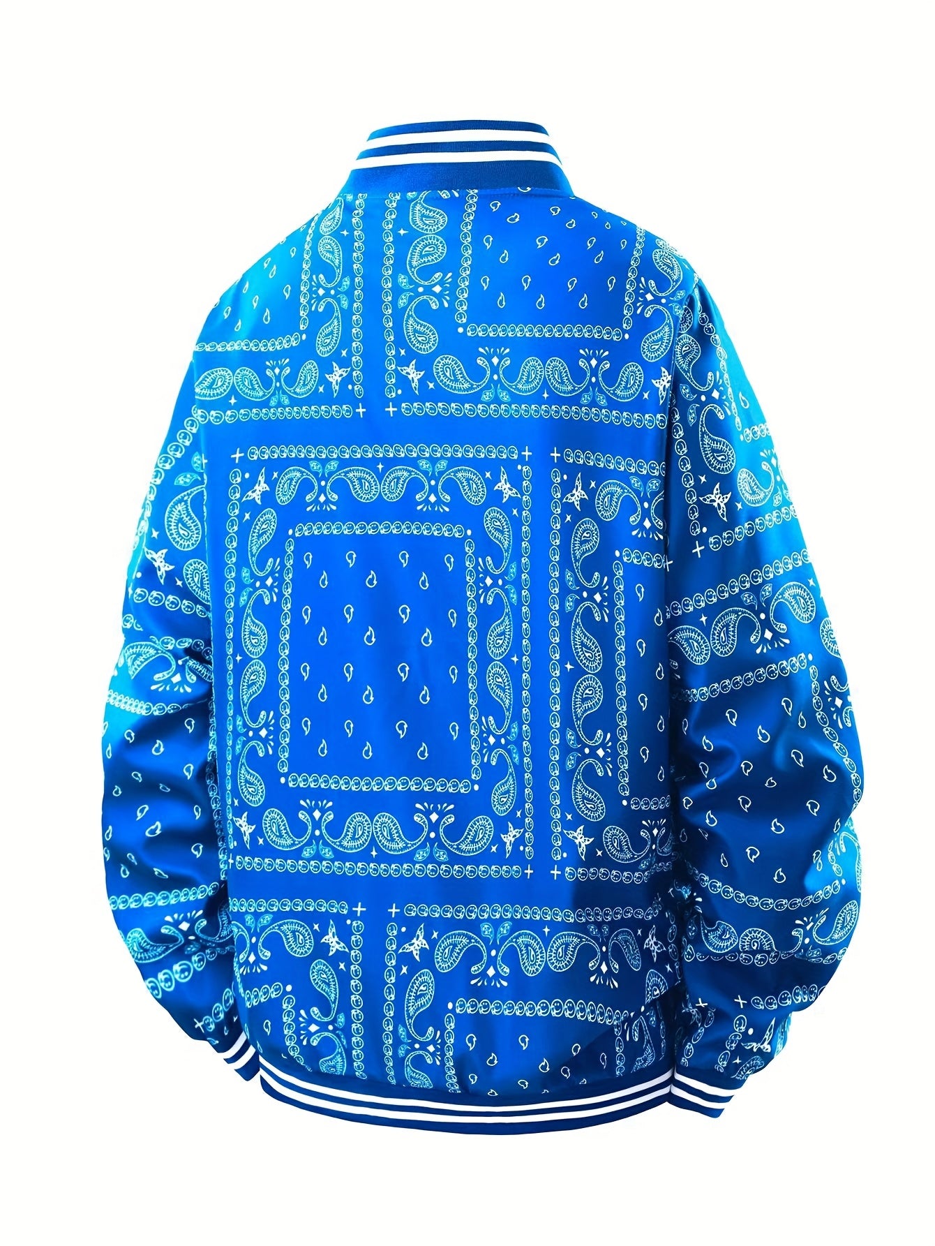 Men’s Paisley Bomber Jacket – Vintage Stand Collar Casual Outerwear