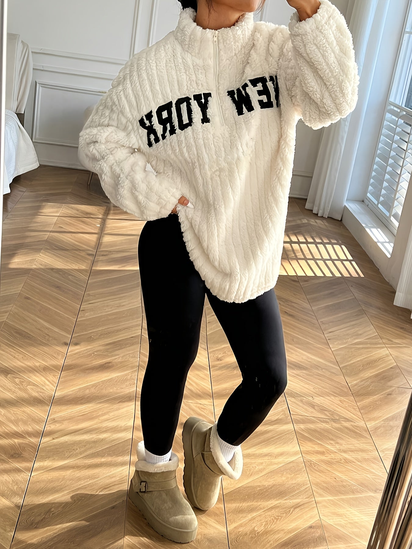 Elegant Zip-Up Sweater Coat – Women’s Stand Collar Fall/Winter Outerwear