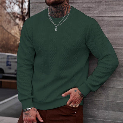 Sweat à capuche jacquard col rond homme – Haut léger coupe ample