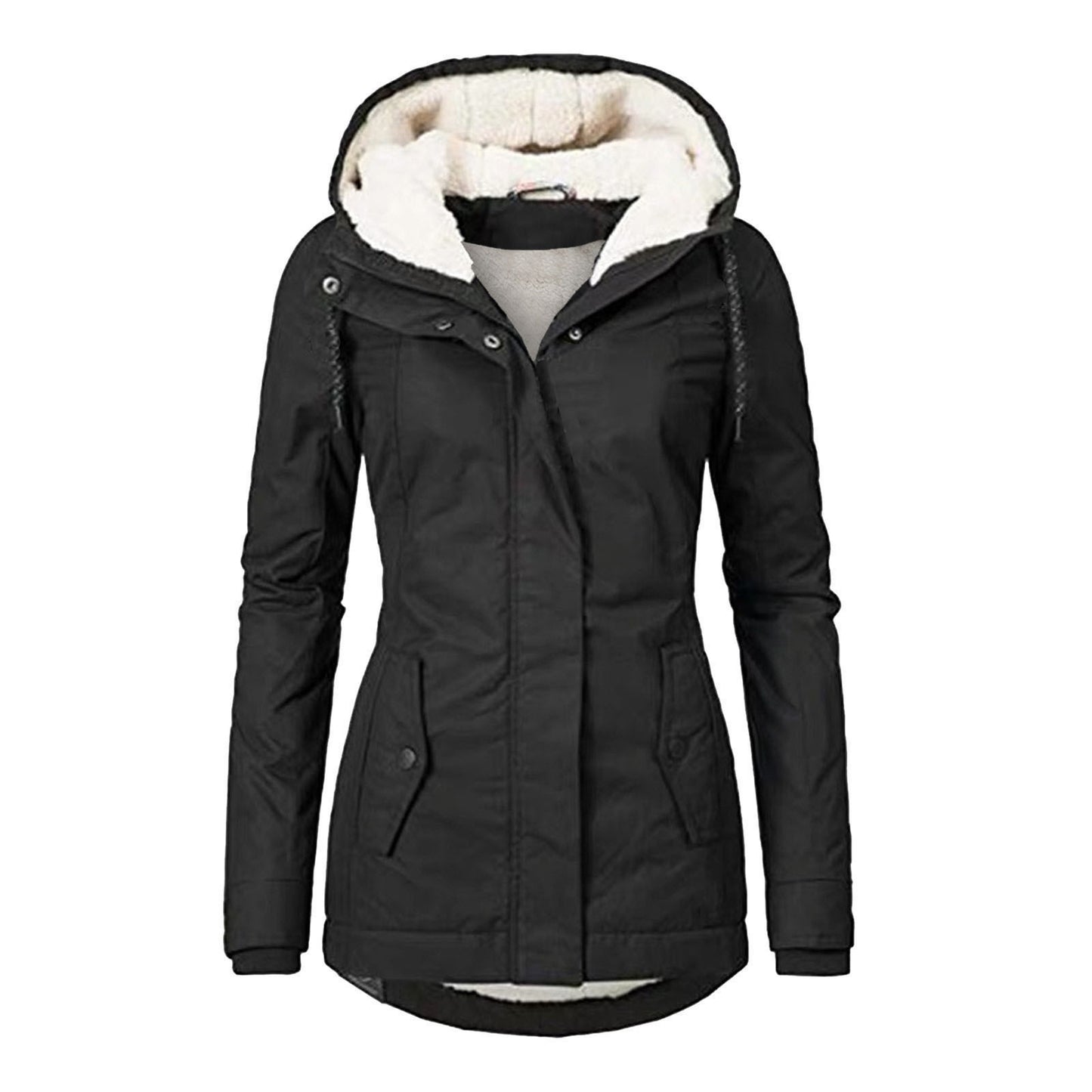 Loom & Soul™ Cozy Fleece Hooded Jacket – Women’s Warm Zip-Up Winter Coat with Pockets & Faux Fur Lining