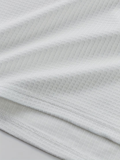 Men’s Waffle Henley Shirt – White & Black All-Season Button Top