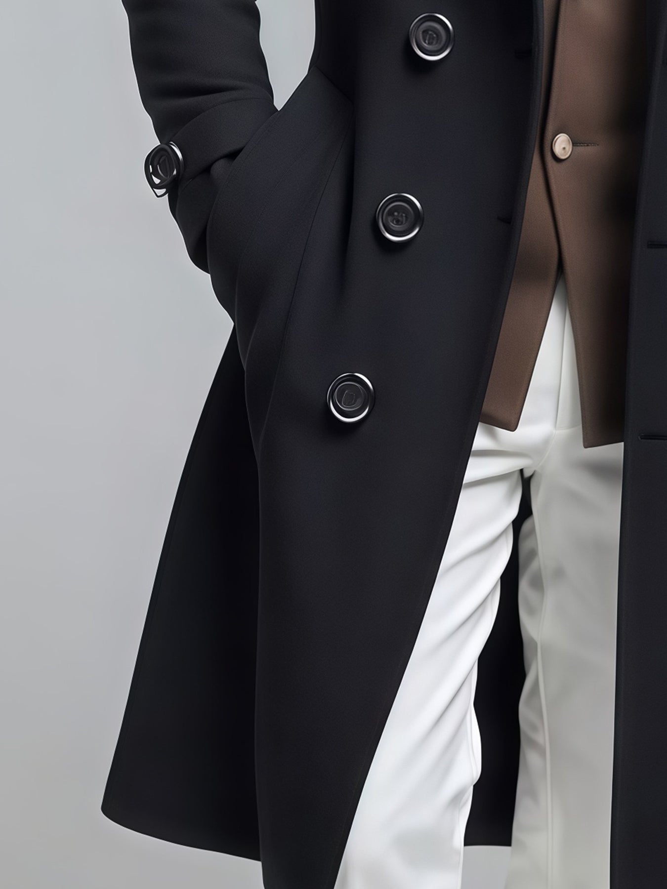 Veste mi-longue 3-en-1 pour homme – Manteau croisé