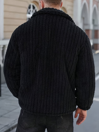 Veste Boutonnée en Flanelle pour Homme – Manteau Décontracté d'Hiver à Revers