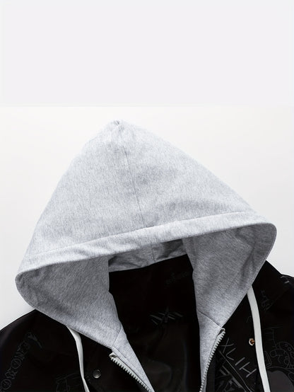 Loom & Soul Men’s Cartoon Print Zip Hoodie – Youth Streetwear Jacket