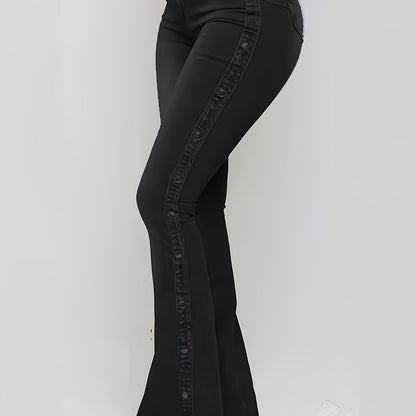Vaqueros Acampanados de Tiro Alto para Mujer – Elegantes Jeans de Mezclilla Elásticos de Pierna Ancha