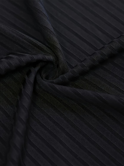 Elegant Zip-Up V-Neck Top – Women’s Solid Color Long Sleeve T-Shirt